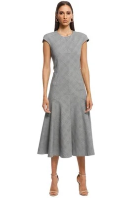 NEW Camilla and Marc Size 6 Ackley Harvey Grey Check Midi Dress RRP $750 - image 1 of 4