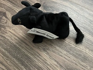 Vintage NEW Mid-90's MERRILL LYNCH Promotional Black Plush Stuffed Beanie BULL - Picture 1 of 1