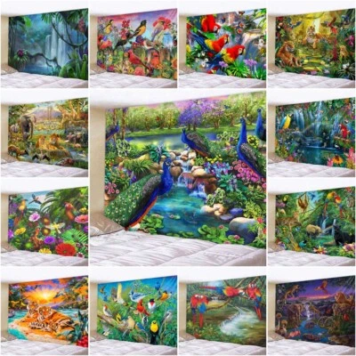 3D Wall Hanging Animals Forest Tapestry Throw Blanket Bedspread Backdrop Large - Image 1 of 2