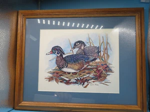 Vintage Lynn Bean Wood Framed & Mated Male & Female Ducks Wildlife Decor - Picture 1 of 4