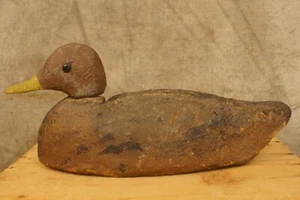 Antique Wood Head Canvas Body Duck Decoy Primitive - Imagen 1 de 12