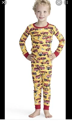 Pijama de manga larga Hatley Boutique para niños camiones de bomberos pijamas orgánicos talla 10 nuevo con etiquetas Foto 1 de 3
