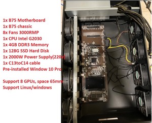 Ethereum Mining Rig Case 8 GPU Slots Mining Frame with RAM Fans Motherboard CPU