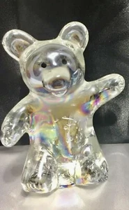 Beautiful Vintage Iridescent Carnival Glass Teddy Bear Paperweight Figurine Mint - Picture 1 of 5