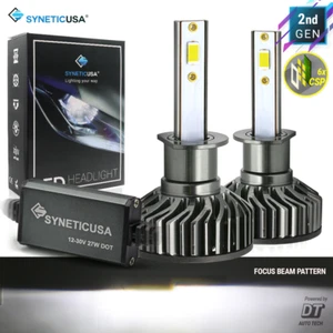 Syneticusa H1 CSP 6000K White LED Headlight DRL Kit Light Bulbs 6000lm - Picture 1 of 11