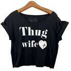 Young & Restless Thug Wife Krótki rękaw Przycięty T-shirt Czarny Biały Rozmiar L Casual