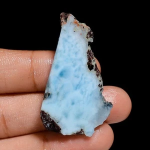 100% Natural Larimar Fancy Shape Slice Loose Gemstone 52.5 Ct. 42X24X6 mm OB-85 - Imagen 1 de 6