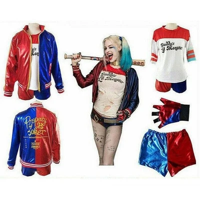 奎因服装青少年青少年女孩自杀小队角色扮演服装万圣节 — 第 1/4 张图片