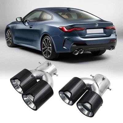 Puntas de escape dobles de fibra de carbono para BMW G23 M440i G20 G21 M340i G42 M240i SS Foto 1 de 4