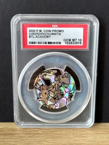 2020 Pokemon Coin Promo Mewtwo Charizard Pikachu Battle Academy PSA 10 - Picture 1 of 4