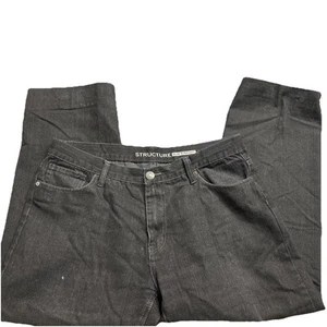 Men's Structure Slim Straight Black 75% Cotton Black 36x30 Vintage EUC š„Vintage - Picture 1 of 8