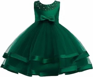guchoo Girls Christmas Flower Dress Green Size 70 Special Occasion - Picture 1 of 6