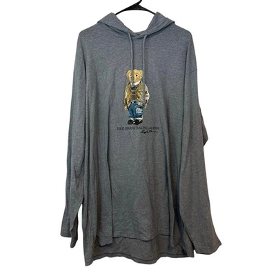 Polo Ralph Lauren Para Hombres Polo Oso Con Capucha Manga Larga Jersey Camiseta Talla 2XB Gris Foto 1 de 4