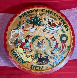 RARE Vintage Toleware Wooden Lazy Susan 14" Hand Painted Signed Brunner German - Picture 1 of 21