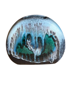 Vintage Dumler & Breiden deutsche Fat Lava Polar Vase blau grün 6,5x7" selten 22/15 - Bild 1 von 12