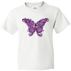 Inktastic Purple Ink Butterfly Youth T-Shirt Goth Grunge Artistic Emo Punk Inked - Picture 1 of 5