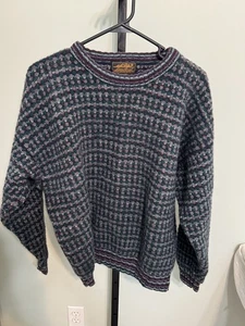 Vintage Eddie Bauer Wollpullover L grün grau Pulli 100% Shetlandwolle - Bild 1 von 6