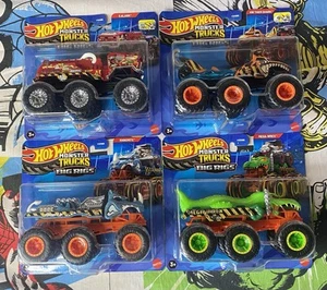 Hot Wheels MT Big rigs Set Of 4: 5 Alarm, Rhinomite, HW tiger Shark, Mega Wrex - Picture 1 of 9