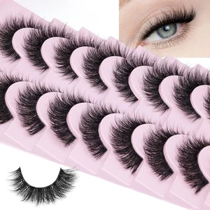 ZANLUFLY Russian Strip Lashes Cat Eye Faux Mink Natural Wispy Fluffy 9 pairs NEW - Picture 1 of 9