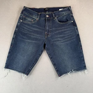 True Religion Shorts Mens 34 Blue Denim Ricky SN Relaxed Straight Frayed Hem - Picture 1 of 12