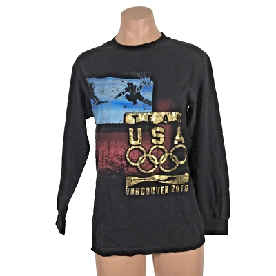 Olympics Team USA 2010 Skiing Long Sleeve T-shirt - size small Gold Metallic - Image 1 of 4