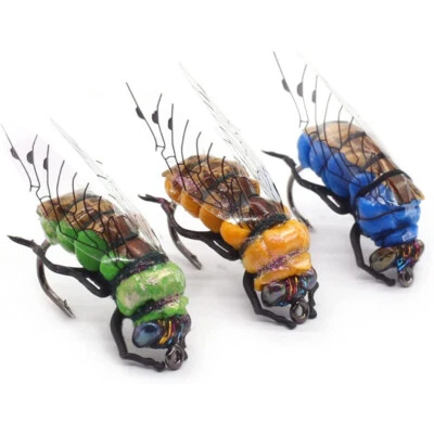 Señuelos de pesca con mosca para insectos moscas cebo de agua superior moscas secas trucha insectos señuelo 3 piezas Foto 1 de 4