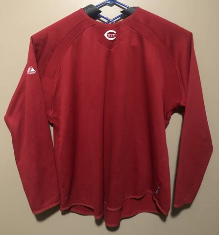 Men’s 2XL Majestic MLB Therma Base Pullover Long Sleeve Sweater Cincinnati Reds Cover