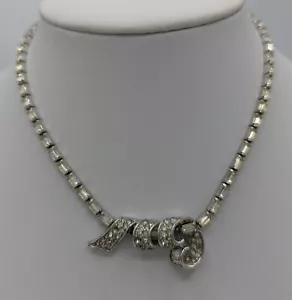 Marcel Boucher Rhinestone Necklace 14.25" Rhodium Plated As Is See Description - Picture 1 of 19