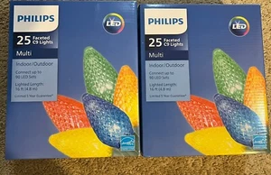 NIB Philips 25 Faceted C9 Lights LED Christmas Indoor/Outdoor D3A Multi LOT OF 2 - Picture 1 of 1