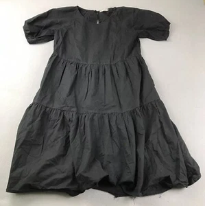 Everlane Dress Womens 2 Black Tiered Pleated Waisted Short Sleeves Midi - Picture 1 of 9