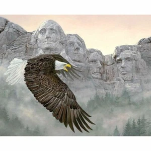 Panel de algodón The Spirit of our Forfathers Eagle sobre el monte Rushmore 35,5x43 pulgadas - Imagen 1 de 1