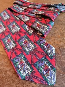 Corbata para el cuello Navidad Robert Talbott Santa Trineo Rojo Clásico Seda Jacquard Usado en Excelente Condición - Imagen 1 de 3
