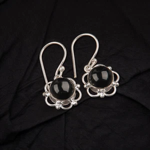 Black Tourmaline Gemstone 925 Sterling Silver Earring Handmade jewelry Earring - Picture 1 of 3