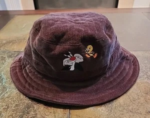 Vintage 1997 Corduroy Bucket Hat Warner Bros Tweety Sylvester New With Tags - Picture 1 of 4
