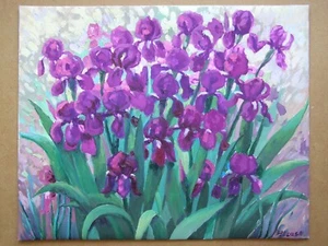 IRISES Flowers Original Oil Stretched Painting Art By Artist - Picture 1 of 4