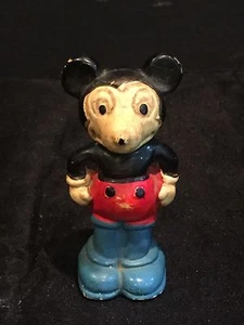 Antique Vintage Toy Walt Disney Mickey Mouse Figure Rubber Plastic c. 1930s - Picture 1 of 6