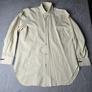 Kiton L/S Dress Shirt Men's Size 15.5 39 Yellow Cotton Spread Collar "READ" - Picture 1 of 23