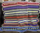 Vtg Afghan Crochet Throw Bright Primary Colors Chevron Zigzag Pattern 65”x62”