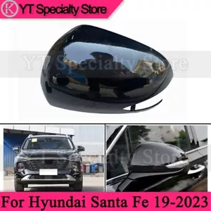 Black LH Rearview Door Wing Mirror Cover Cap For Hyundai Santa Fe 2019-2023 - Foto 1 di 6