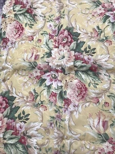 Croscill Pavilion Standard Pillow Shams Yellow With Pink Roses Used - Picture 1 of 5