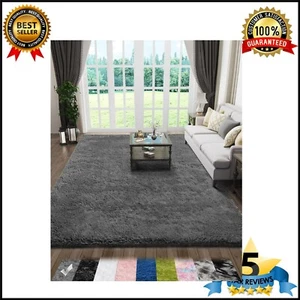 Rugs for Living Room Grey, Fluffy Shag Large Fuzzy Plush Soft Area Rug, 5x8 G... - Picture 1 of 7