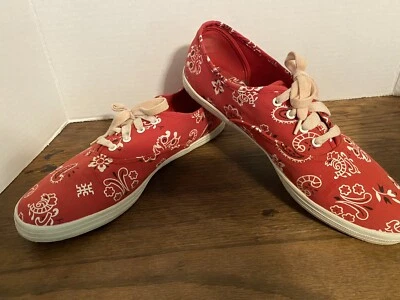 Zapatillas De Colección/Retro Marca Connie Diseño Paisley Rojo y Blanco Mujer Talla 9 Foto 1 de 4