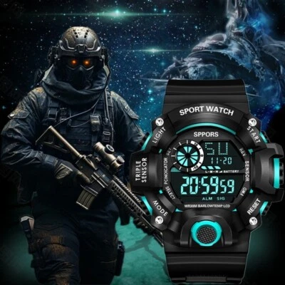 Mens Digital Sport Watches Waterproof Military Watch LED Tactical Watch for Men - Image 1 of 4