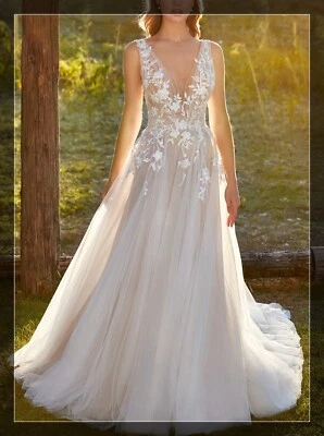 Attractive Designer Lace Wedding Dress Bridal Gown Custom made 2-28W Backless - Image 1 of 4