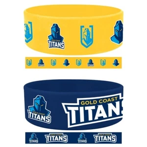 127325 GOLD COAST TITANS NRL TEAM PACK OF 2 SILICONE SUPPORTER WRIST BANDS - Picture 1 of 1
