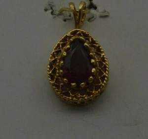 14K YELLOW GOLD PENDANT WITH GARNET (CH1020) - Picture 1 of 3
