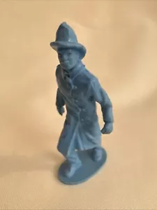 Vintage 3 Inch 1950's Auburn Rubber Blue Fireman Collectible Toy Figure USA - Picture 1 of 4