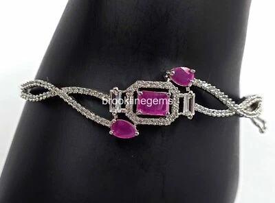 Pink Quartz Gemstone Silver Plated Ethnic AD CZ Bracelet  Adjustable  NK - Imagem 1 de 4