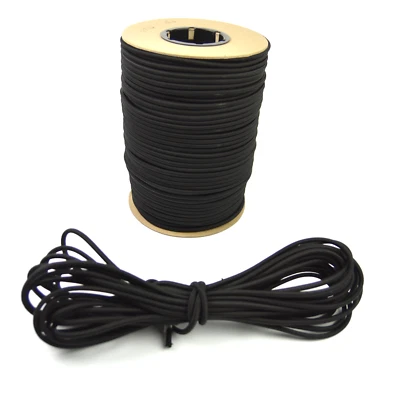 APCC 3/16" Black Bungee Cord Marine Grade Heavy Duty Shock Rope Tie Down Stretch Band