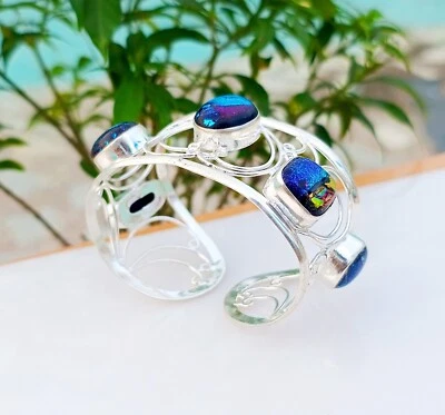 Brazalete Brazalete Brazalete Boulder Ópalo Plata Esterlina Hecho a Mano Pulsera Ajustable Joyería Foto 1 de 4